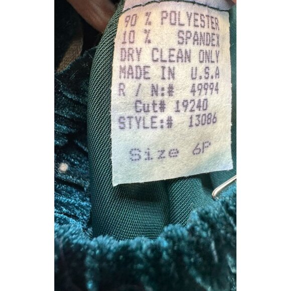 R& M Richards Womens Velour Pants Size 6P Emerald Green Elastic Waist - Picture 3 of 11